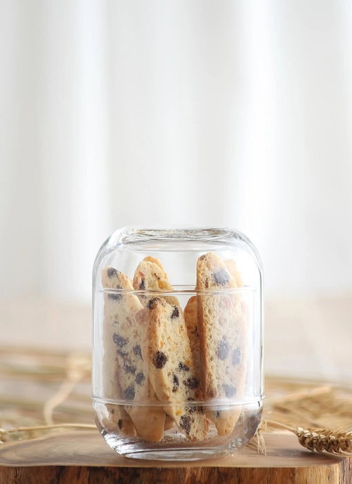 Hermia LV-DUOS1 Bol de galletas de vidrio transparente